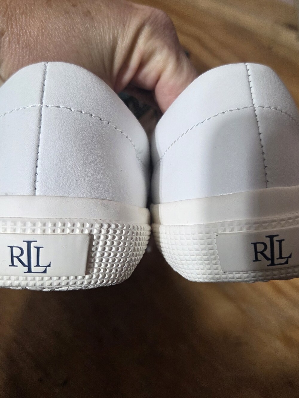 Lauren Ralph Lauren Jolie White Action Leather Sneakers Womens Size 8B Preppy - Picture 10 of 11